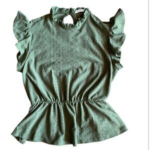 Smoke and Mirrors Olive Peplum Sleeveless Top Size XL (Fits Small) | Pre-owned
